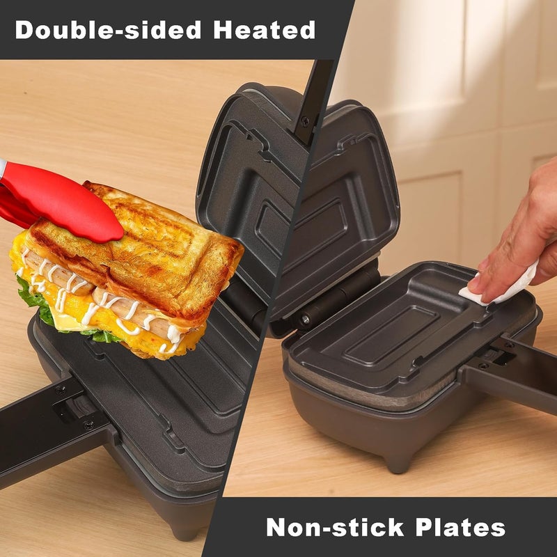 UVFAST Mini Sandwich Maker with Removable Plates: Portable Grilled Cheese Maker, Electric Breakfast Sandwichera with Non-Stick Plates, Hot Sandwich Maker Press for Cooking Breakfast, Grilled Cheese - Image 3
